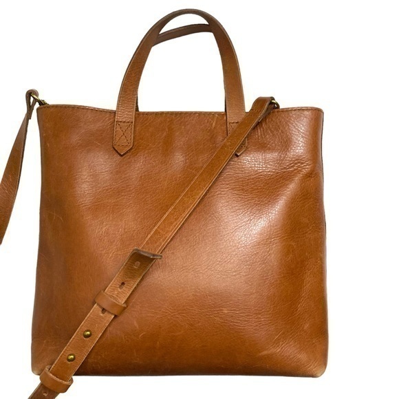 Madewell the transporter medium two way crossbody bag brown leather weathered